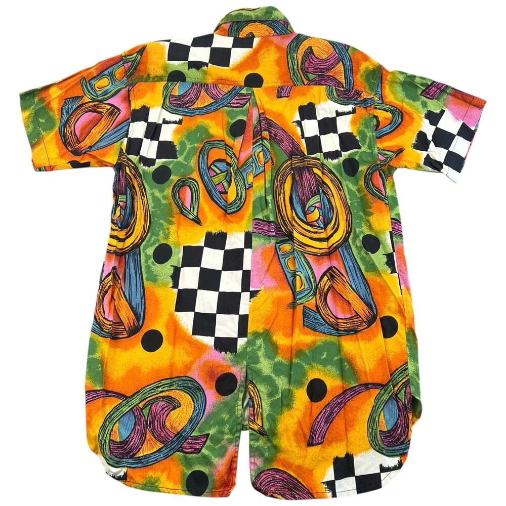 Vintage 1990s Gitano Abstract Print Shoulder Pad Button Up Shirt Women’s M - Picture 2 of 7